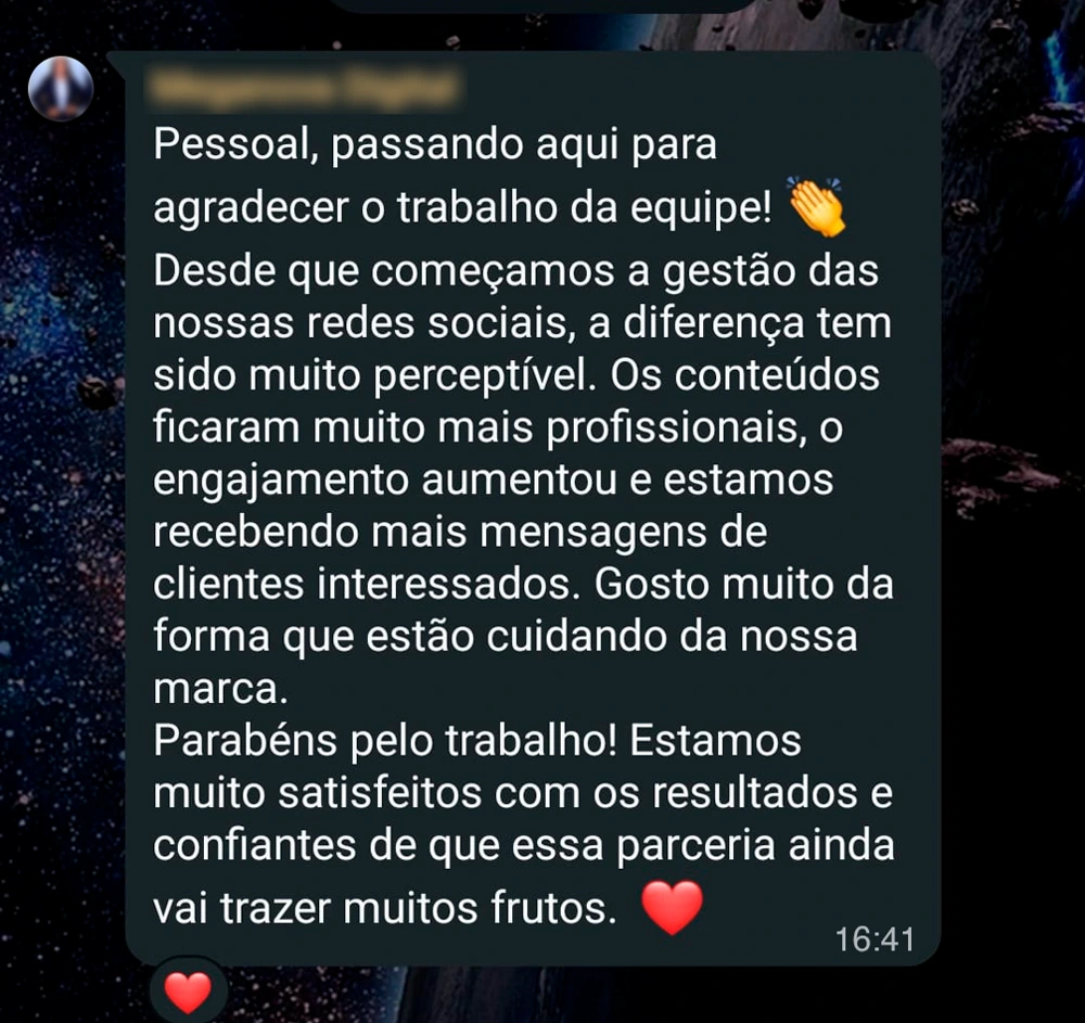 Depoimento de cliente ampliado